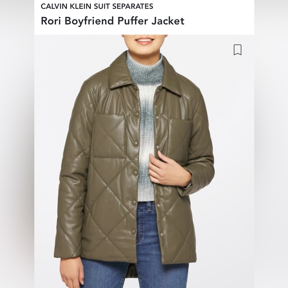 NWT - Calvin Klein olive green puffer jacket